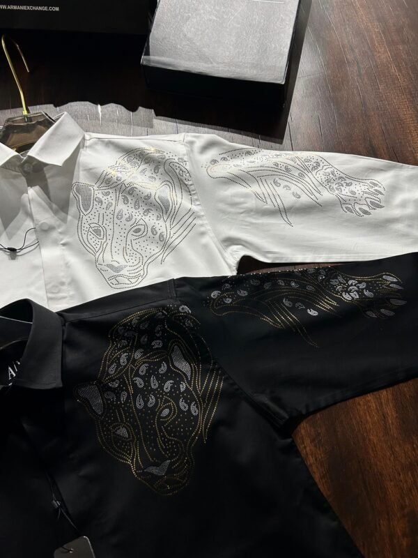 WHITE EMBELLISHED JAGUAR SHIRT FOR MEN - Image 2